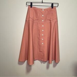 Mark Hober Inc Light Pink Vintage Button Front Midi Skirt Coquette 50s Feminine